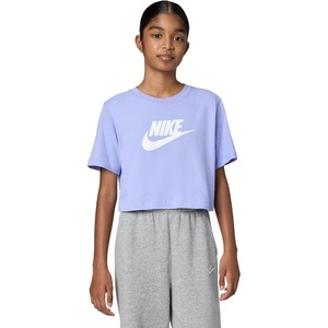 Nike Girls’ Sportswear Cropped T-Shirt (Large Swoosh Logo)(Light Thistle)