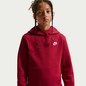 Nike Kids’ Sportswear Club Fleece Pullover Hoodie(Tough Red/White)