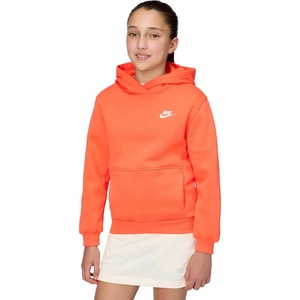Nike Kids’ Sportswear Club Fleece Pullover Hoodie(Turf Orange/White)