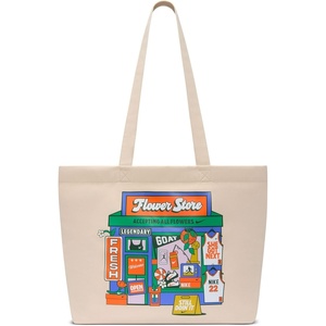 Nike Unisex Adult Classics Heritage Flower Store Tote Bag | Mens and Womens(Oatmeal/Safety Orange/White)