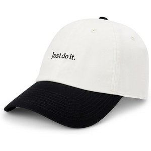 Nike Unisex Adult Club Unstructured Just Do It Cap Hat | Mens and Womens(Sail/Black/Black)