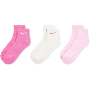 Nike Unisex Adult Everyday Cushioned Training Ankle Socks (3-Pack) | Mens and Womens(Pink/Sail/Pink Foam)