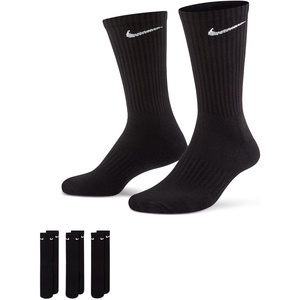 Nike Unisex Adult Everyday Cushioned Training Crew Socks (3-Pack) | Mens and Womens(Black/White)