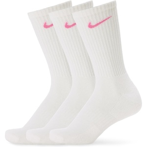 Nike Unisex Adult Everyday Cushioned Training Crew Socks (3-Pack) | Mens and Womens(Pink/Sail/Pink Foam)