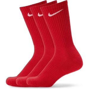 Nike Unisex Adult Everyday Cushioned Training Crew Socks (3-Pack) | Mens and Womens(Red/White/Deep Royal Blue)