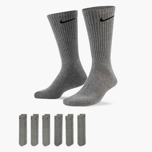 Nike Unisex Adult Everyday Cushioned Training Crew Socks (6-Pack) | Mens and Womens(Carbon Heather/Black)