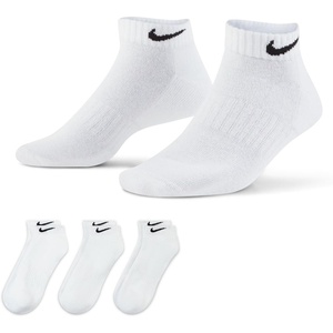 Nike Unisex Adult Everyday Cushioned Training Low Socks (3-Pack) | Mens and Womens(White/Black)