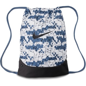 Nike Unisex Adult Gameday Brasilia X Drawstring Bag Backpack (18L) | Mens and Womens(All Over Print/Diffused Blue/Black/Black)