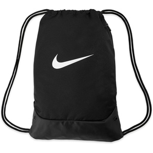 Nike Unisex Adult Gameday Brasilia X Drawstring Bag Backpack (18L) | Mens and Womens(Black/Black/White)