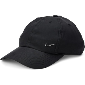 Nike Unisex Big Kids’ Club Dri-FIT Unstructured Metal Swoosh Cap Hat | Boys and Girls(Black/Metallic Silver)