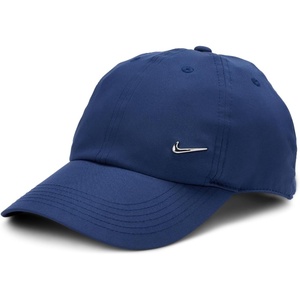 Nike Unisex Big Kids’ Club Dri-FIT Unstructured Metal Swoosh Cap Hat | Boys and Girls(Midnight Navy/Metallic Silver)