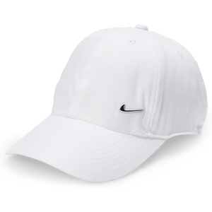 Nike Unisex Big Kids’ Club Dri-FIT Unstructured Metal Swoosh Cap Hat | Boys and Girls(White/Metallic Silver)