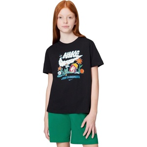 Nike Unisex Big Kids’ Sportswear Club Boxy Rest T-Shirt – Boys and Girls(Black)