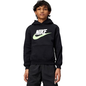 Nike Unisex Big Kids’ Sportswear Club Fleece Hoodie – Boys and Girls Sweatshirt(Black/White/Light Liquid Lime)