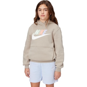 Nike Unisex Big Kids’ Sportswear Club Fleece Hoodie – Boys and Girls Sweatshirt(Cream Light/Multi Color)