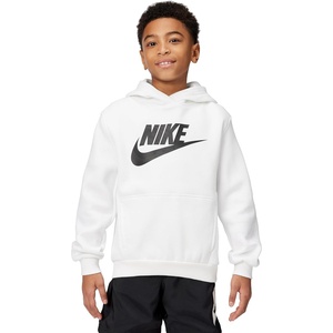 Nike Unisex Big Kids’ Sportswear Club Fleece Hoodie – Boys and Girls Sweatshirt(White/Black)