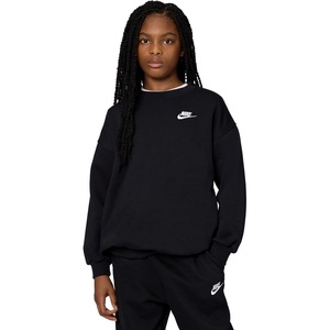 Nike Unisex Big Kids’ Sportswear Club Fleece Oversized Sweatshirt – Boys and Girls(Black/White)
