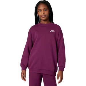 Nike Unisex Big Kids’ Sportswear Club Fleece Oversized Sweatshirt – Boys and Girls(Bordeaux/White)