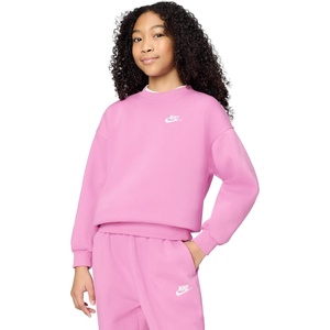 Nike Unisex Big Kids’ Sportswear Club Fleece Oversized Sweatshirt – Boys and Girls(Light Magenta/Light Magenta/White)