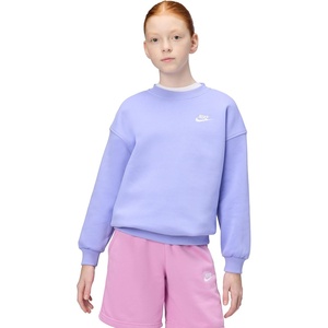 Nike Unisex Big Kids’ Sportswear Club Fleece Oversized Sweatshirt – Boys and Girls(Light Thistle/Light Thistle/White)