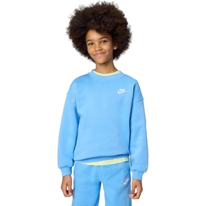 Nike Unisex Big Kids’ Sportswear Club Fleece Oversized Sweatshirt – Boys and Girls(University Blue/University Blue/White)