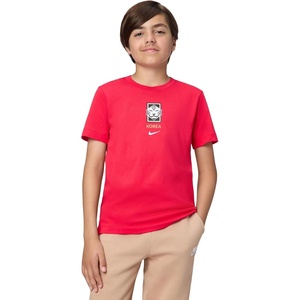 Nike Unisex Big Kids’ Sportswear Club World Cup T-Shirt – Boys and Girls((Korea) Global Red)