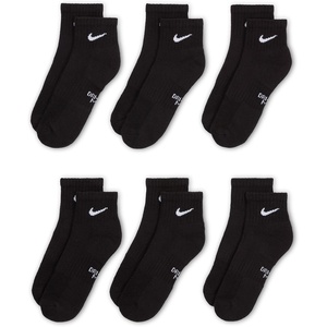 Nike Unisex Kids’ Everyday Cushioned Ankle Socks (6-Pack) | Boys and Girls(Black/White)