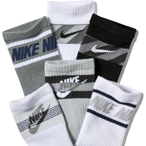 Nike Unisex Kids’ Everyday Cushioned Crew Socks (6-Pack) | Boys and Girls(White/Light Smoke Grey/Smoke Grey/Black)