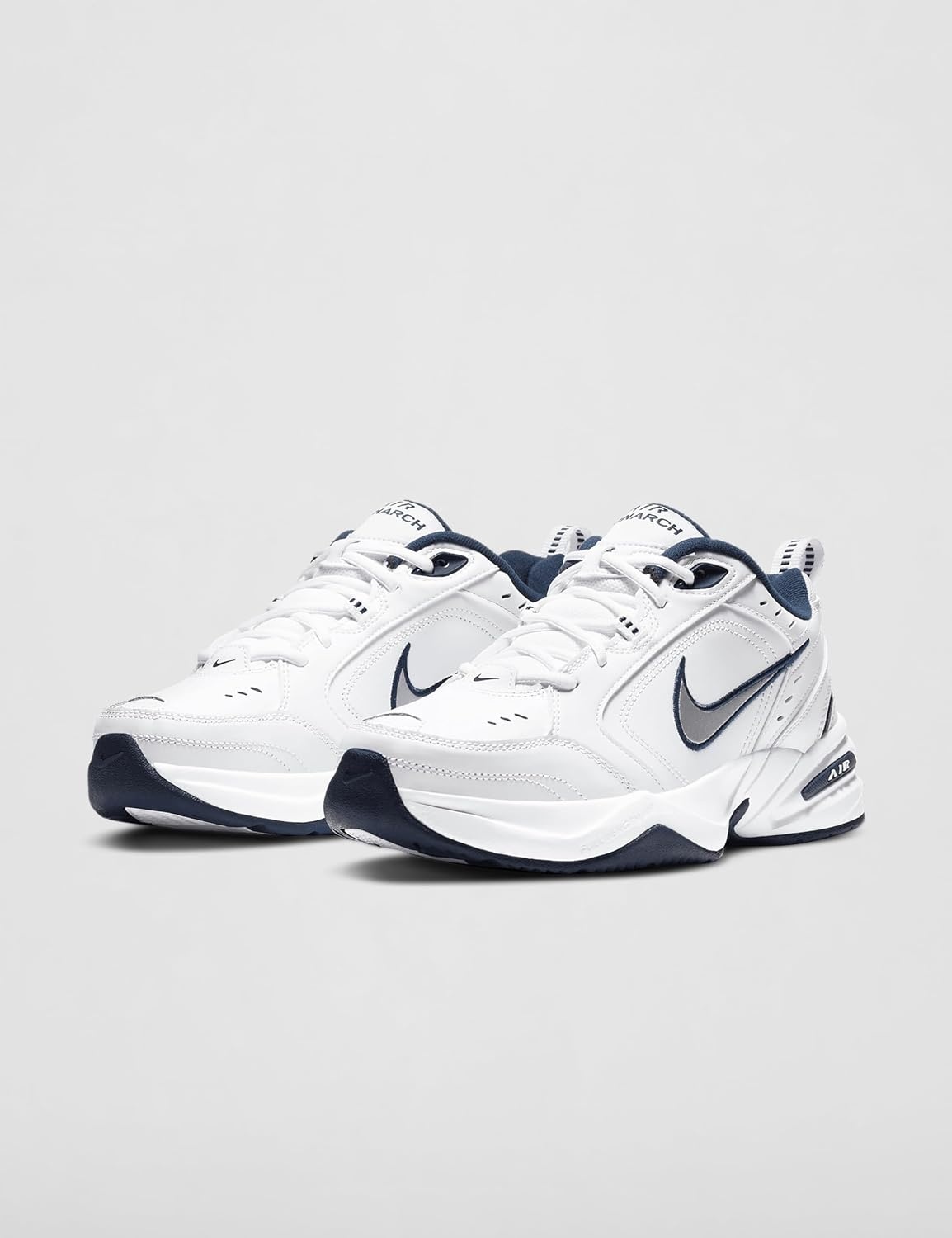 image:imageNike Mens Air Monarch IV TrainingWorkout Shoes CrossTraining ShoesWhiteMetallic SilverMidnight Navy