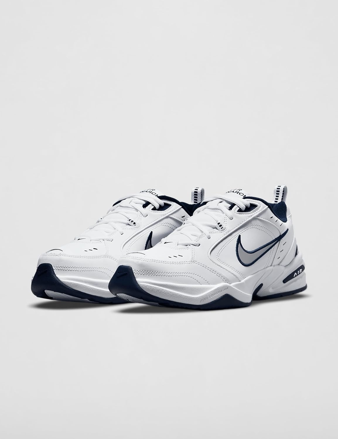 image:imageNike Mens Air Monarch IV TrainingWorkout Shoes CrossTraining ShoesWhiteMetallic SilverMidnight Navy