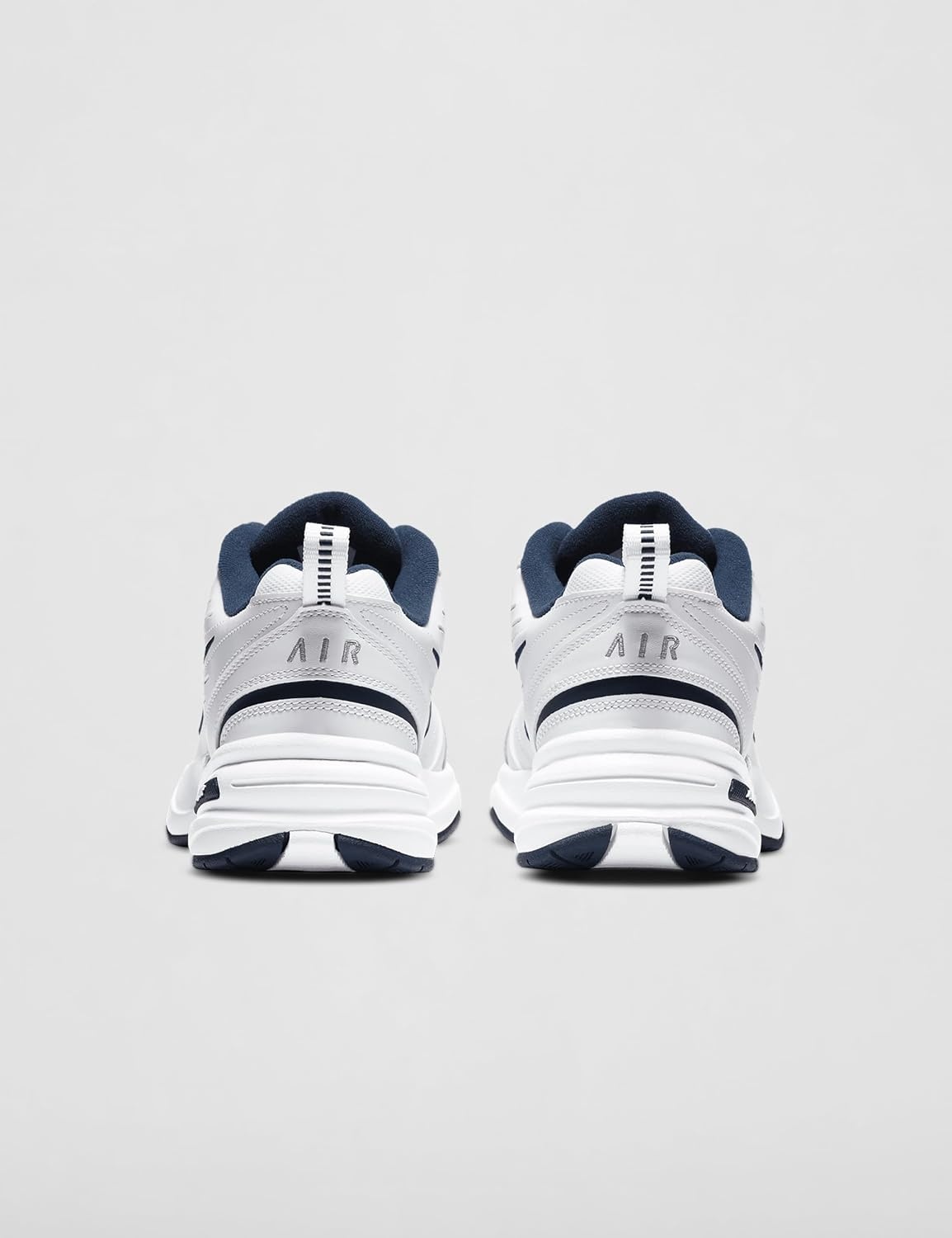 image:imageNike Mens Air Monarch IV TrainingWorkout Shoes CrossTraining ShoesWhiteMetallic SilverMidnight Navy