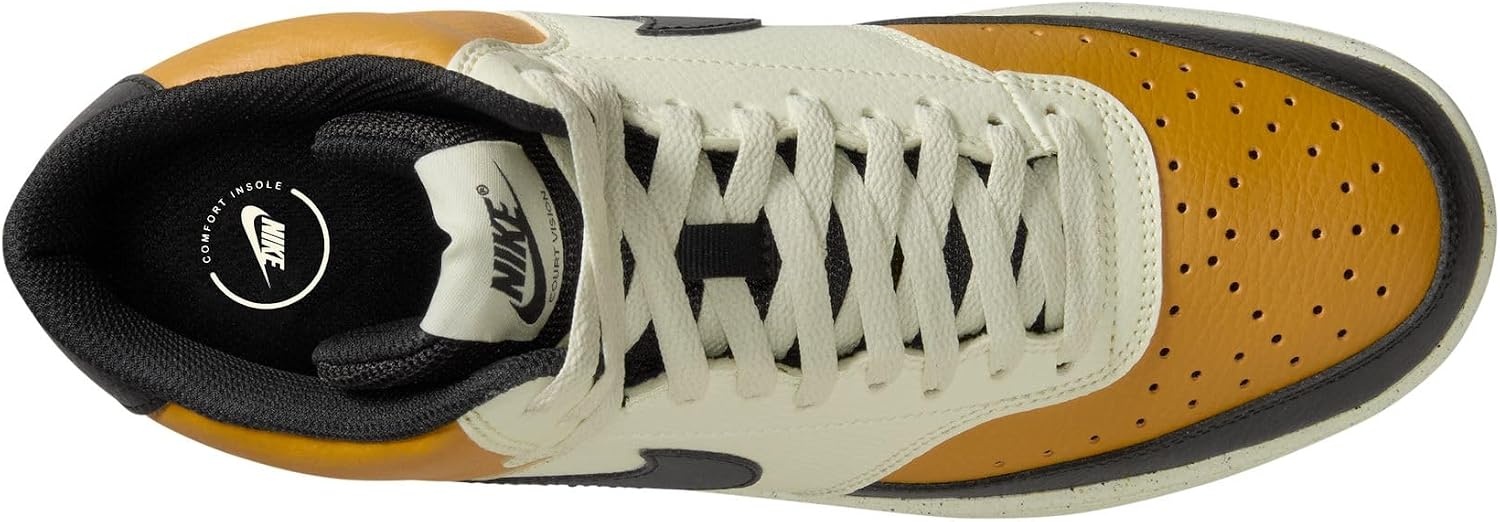 image:imageNike Mens Court Vision Mid Next Nature Shoes Casual ShoesGold LeafBlackSail