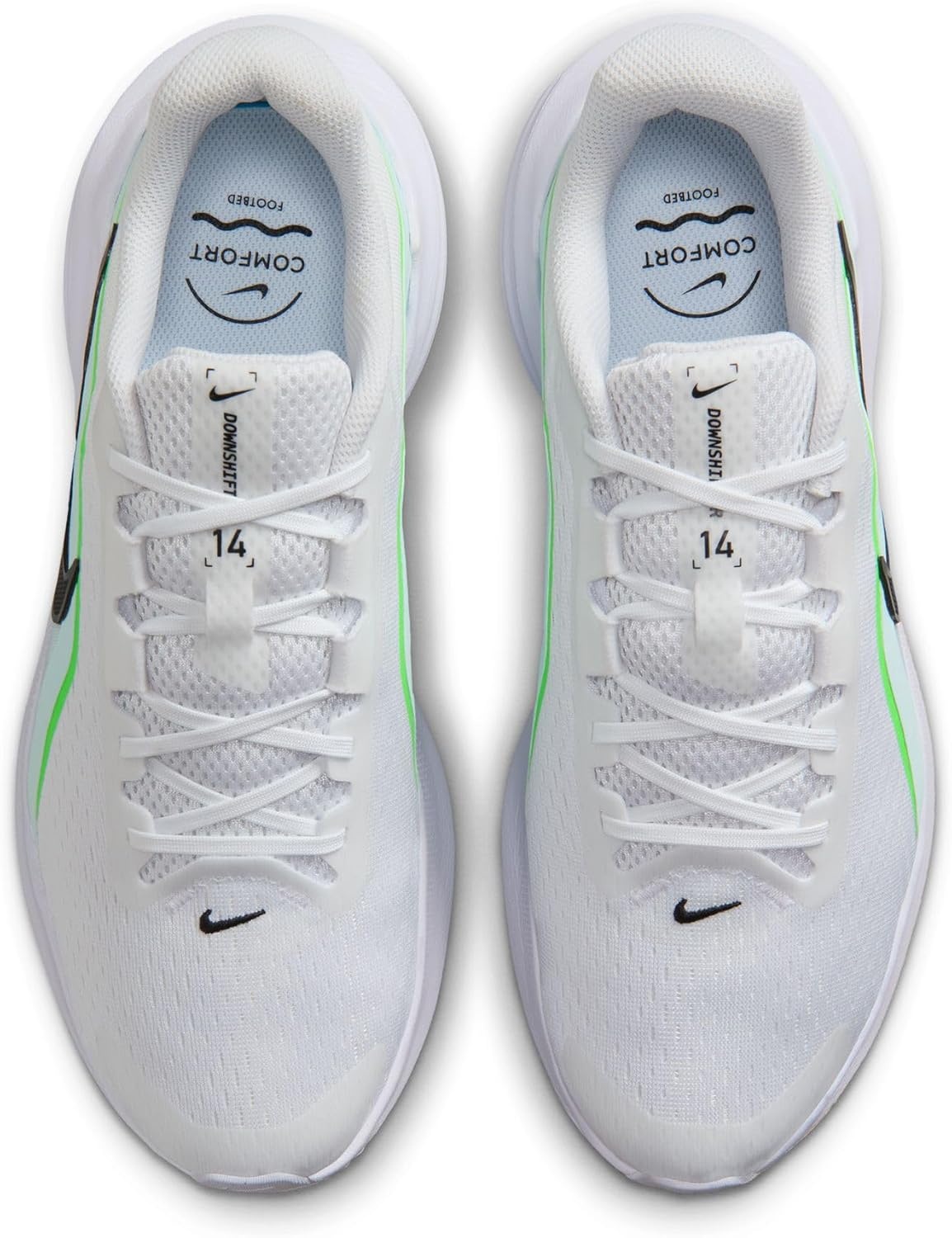 image:imageNike Mens Downshifter 14 Road Running ShoesWhiteBlackGlacier BlueGreen Strike