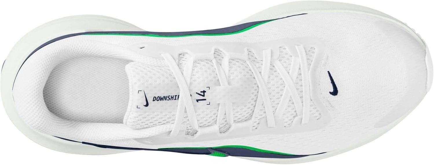 image:imageNike Mens Downshifter 14 Road Running ShoesWhiteGreen Sparkmidnight Navy