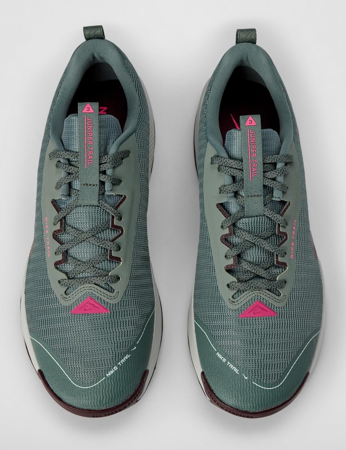 image:imageNike Mens Juniper Trail 3 Trail Running ShoesClay GreenMint FoamBurgundy Crush