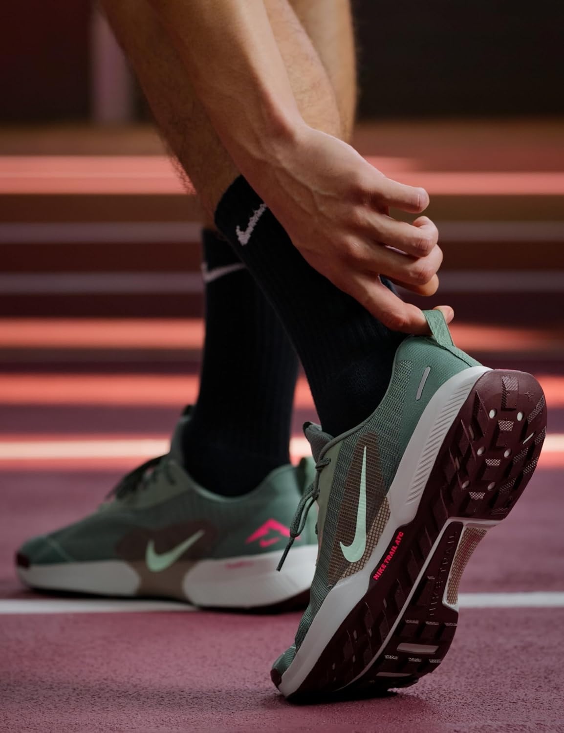 image:imageNike Mens Juniper Trail 3 Trail Running ShoesClay GreenMint FoamBurgundy Crush