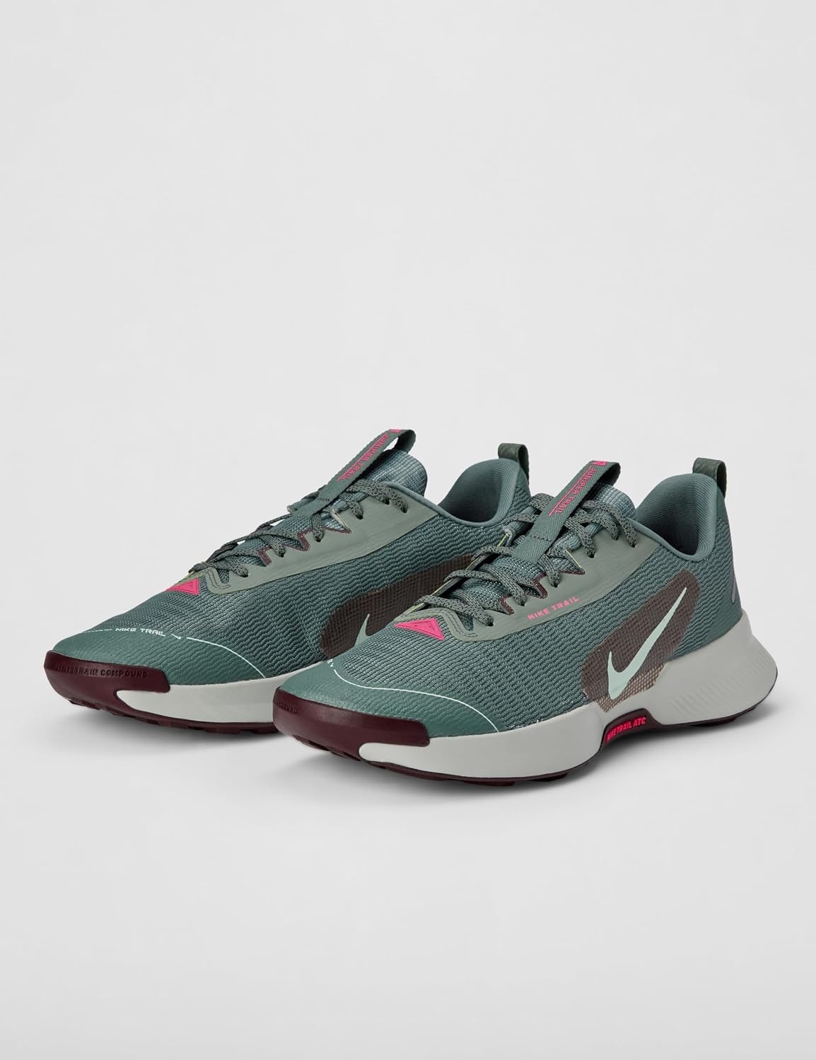 image:imageNike Mens Juniper Trail 3 Trail Running ShoesClay GreenMint FoamBurgundy Crush