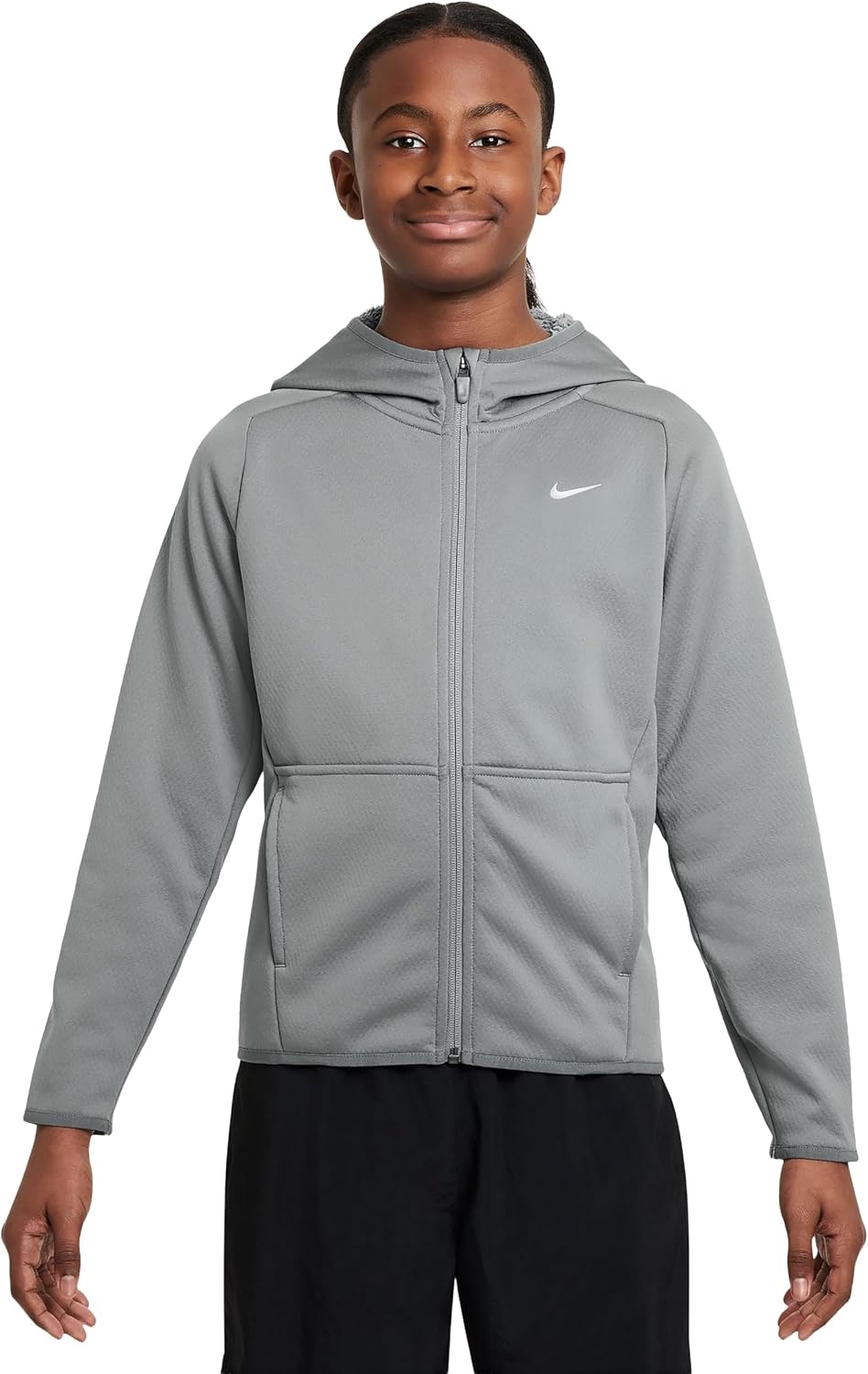 image:imageNike Unisex Big Kids ThermaFit Winterized Training Hoodie Boys and Girls SweatshirtSmoke GreySmoke GreyWhite