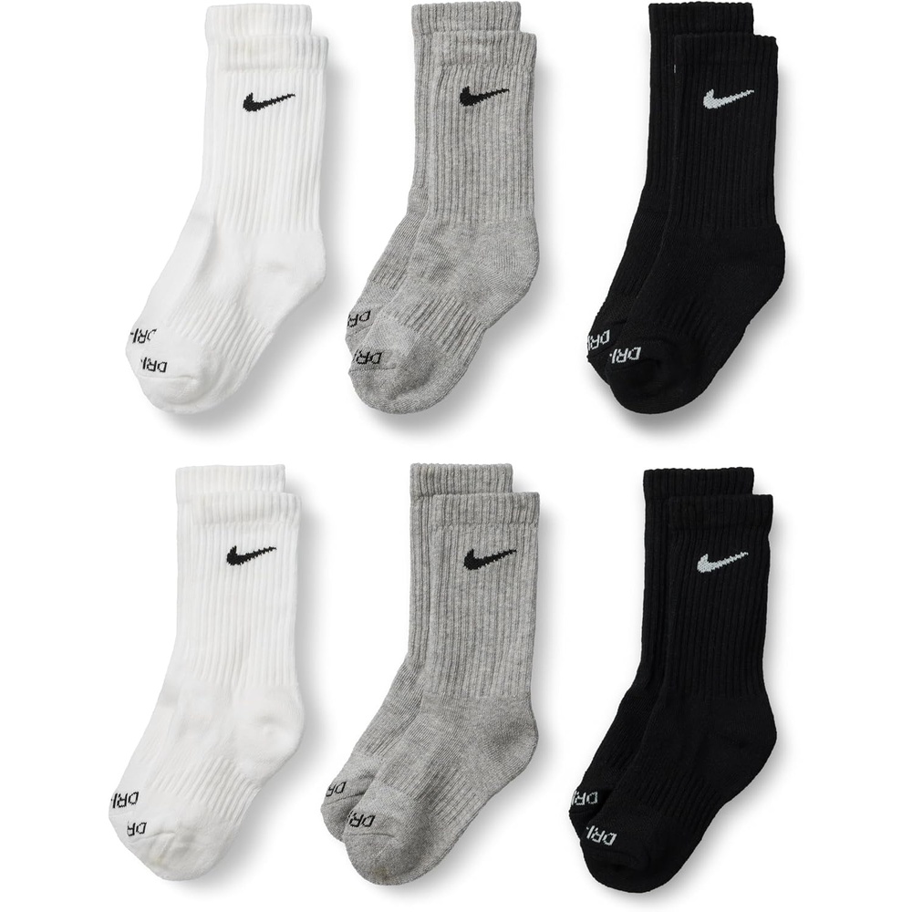 image:imageNike Kids MultiPack Performance Crew SocksDark Grey HeatherBlack 6pack