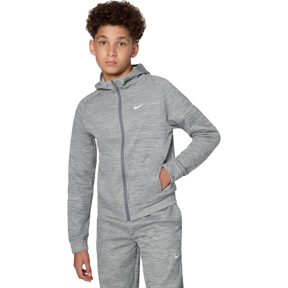 image:imageNike Unisex Big Kids ThermaFit Winterized Training Hoodie  Boys and Girls SweatshirtSmoke GreyPureWhiteFz