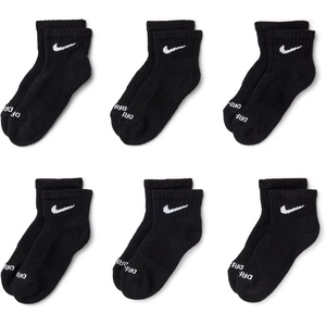 Nike Kids’ 6-Pack Performance Socks(Black 6-pack)
