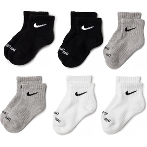 Nike Kids’ 6-Pack Performance Socks(Dark Grey Heather/Black 6-pack)