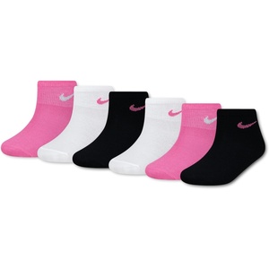 Nike Kids’ 6-Pack Performance Socks(Pink Pow/White/Black Swoosh)