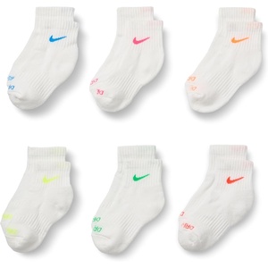 Nike Kids’ 6-Pack Performance Socks(White/Multi 6-pack)