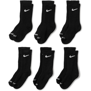 Nike Kids’ Multi-Pack Performance Crew Socks(Black)