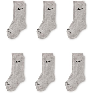 Nike Kids’ Multi-Pack Performance Crew Socks(Dark Grey Heather 6-pack)
