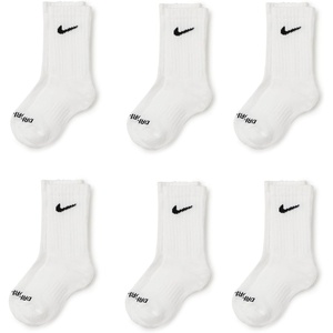 Nike Kids’ Multi-Pack Performance Crew Socks(White 6-pack)