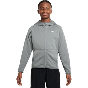 Nike Unisex Big Kids’ Therma-Fit Winterized Training Hoodie – Boys and Girls Sweatshirt(Smoke Grey/Smoke Grey/White)