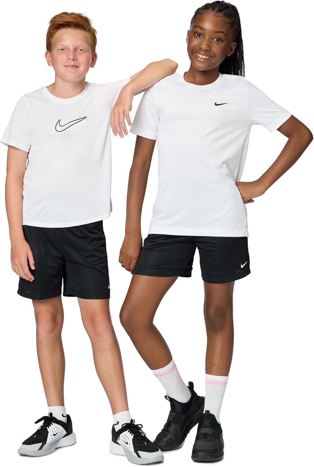 image:imageNike Unisex Big Kids Multi DriFIT Mesh Shorts Boys and GirlsBlackWhite