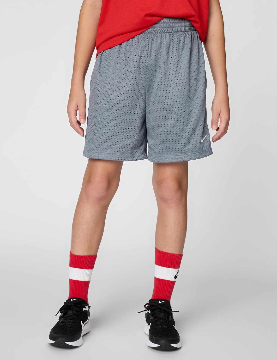 image:imageNike Unisex Big Kids Multi DriFIT Mesh Shorts Boys and GirlsCool GreyWhite